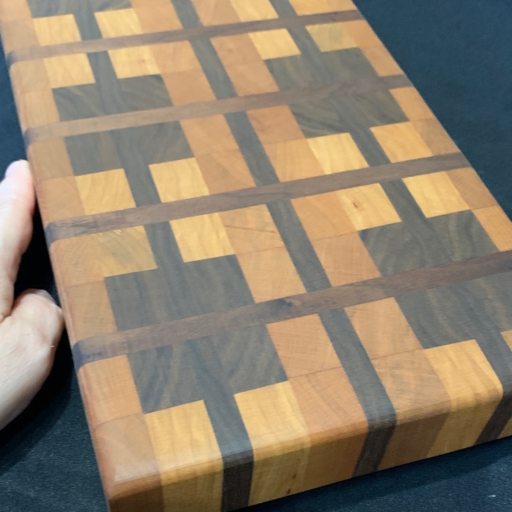 Geometric Wood Cutting Board Black Walnut and Cherry - Picture 7 of 7